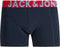 JACK&JONES ADDITIONALS JACCRAZY - Boxershorts 3-pack - Effen met gekleurde band - Zwart Donkergrijs Helder Blauw (3-pack)
