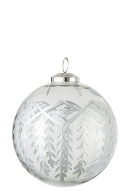 J-Line Kerstbal Chloe Glas Transparant/Zilver Large