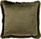 Dutch Decor YASMIN - Kussenhoes velvet 45x45 cm Military Olive - groen - franjes - met rits - zonder binnenkussen