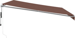 vidaXL - Luifel - handmatig - uittrekbaar - met - LED - 500x300 - cm - bruin
