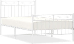 vidaXL - Bedframe - met - hoofd- - en - voeteneinde - metaal - wit - 100x190 - cm