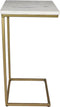 Bijzettafel Read - 32x32x65 cm - Wit/goud - Wit marmer/ijzer