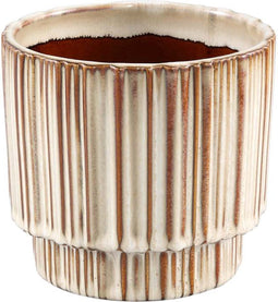 PTMD Zadix Ronde Bloempot - H13 x Ø14 cm - Keramiek - Crème