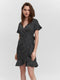 VERO MODA VMHENNA - Wrap jurk - Korte mouwen met ruche details - Blauw - Dames - Maat XS