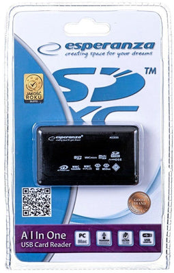 Esperanza EA119 - Geheugenkaartlezer - USB 2.0 - Zwart