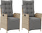 vidaXL - Tuinstoelen - 2 - st - verstelbaar - voetensteun - poly - rattan - beige - mix