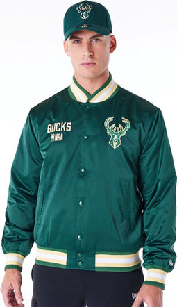 New Era - Milwaukee Bucks - NBA Satin Dark Green Bomber Jacket