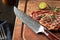 KitchenMonster® Steakmes Damascus 23.5 cm - Steakmessen van 67 lagen Damascus Staal met Rozenhout Handvat