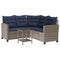 vidaXL - Tuinbank - met - tafel - en - kussens - L-vormig - poly - rattan - grijs