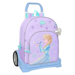 Schoolrugzak met Wielen Frozen Spirit Lila 33 x 42 x 14 cm