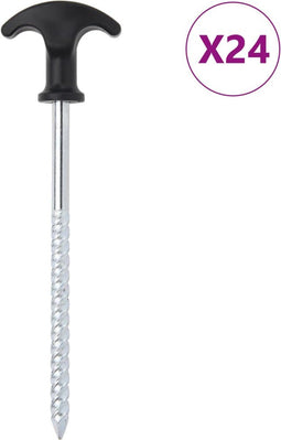 vidaXL - Tentharingen - 24 - st - Ø7 - mm - 17 - cm - gegalvaniseerd - staal