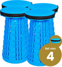 Opvouwbare kruk extra strong vol blauw per 4 - telescopische kruk - 250 kg - inklapbare kruk - draagbaar - kampeerstoel - opstapkrukje