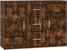 vidaXL - Dressoir - 91x29,5x65 - cm - bewerkt - hout - gerookt - eikenkleurig