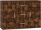 vidaXL - Dressoir - 91x29,5x65 - cm - bewerkt - hout - gerookt - eikenkleurig