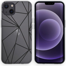 iMoshion Hoesje Geschikt voor iPhone 13 Hoesje Siliconen - iMoshion Design hoesje - Transparant / Graphic Cube