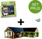 Kids Globe SET houten Paarden hoekstal (1:24) + 4 paarden