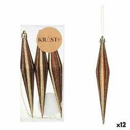 Kerst Decoratie Set Uitgerekt Bruin PVC 8,5 x 3,5 x 19 cm (12 Stuks)