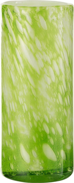 J-Line vaas Marmer - glas - groen/wit - large - 27.5 cm hoog