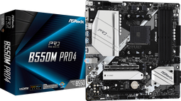 ASRock B550M Pro4 - Micro-ATX Moederbord - Socket AM4 - 2x M.2 PCIe 4.0 (4710483931598)