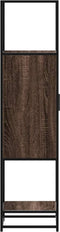 vidaXL - Hoge - kast - 35,5x35x139 - cm - bewerkt - hout - en - metaal - bruin - eiken
