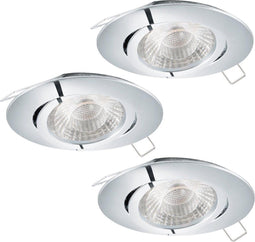 EGLO Tedo 1 - Inbouwarmatuur - 3 Lichts - Dimbaar - Chroom (3 stuks)