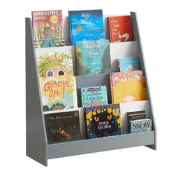 SoBuy Kinderboekenplank - 4 Opbergvakken - Grijs - 80x30x88 cm