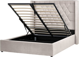 Bed met opbergruimte Fluweel LUBBON 140 x 200 cm Taupe