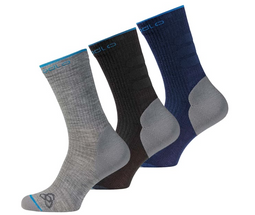 Odlo Allround Lange Sokken – Set van 3 – Grijs, Zwart en Blauw - Maat EU 45-47