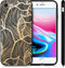 iMoshion Hoesje Geschikt voor iPhone SE (2022) / SE (2020) / 8 / 7 Hoesje Siliconen - iMoshion Design hoesje - Goud / Zwart / Golden Leaves