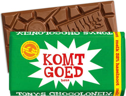 Tony's Chocolonely Melk Hazelnoot Chocolade Reep - Zeg 't met een reep "Komt goed" -180 Gram