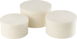 J-Line doos Rond Plat - fluweel/papier - wit - 3 stuks
