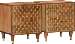 vidaXL - Nachtkastjes - 2 - st - 40x33x46 - cm - massief - mangohout
