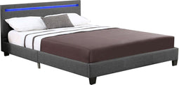 Juskys Verona - Gestoffeerd bed - 120 x 200 cm - LED Verlichting - Donkergrijs