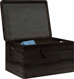 vidaXL - Houten - kist - met - deksel&handvatten - 40x30x23cm - grenenhout - zwart