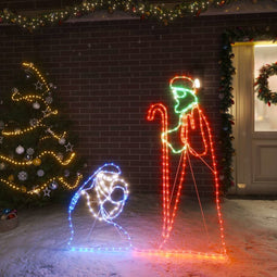 vidaXL - Kerstfiguren - Jozef - en - Maria - met - 264 - LED's - 40x55 - en - 38x100 - cm