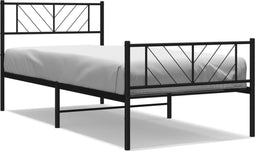 vidaXL - Bedframe - met - hoofd- - en - voeteneinde - metaal - zwart - 90x190 - cm
