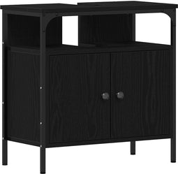 vidaXL - Wastafelkast - 60x30x60 - cm - spaanplaat - zwart - eikenkleurig