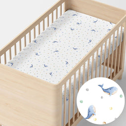 Onderlaken HappyFriday Baby whale Wit Multicolour 70 x 140 x 14 cm