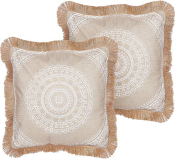 GERANIUM - Sierkussen set van 2 - Zandbeige - 45 x 45 cm - Polyester