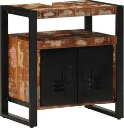 vidaXL - Badkamerkast - 38x33x160 - cm - massief - recycled - hout