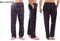 Milanoro - Set van 2 katoenen pyjamabroeken voor heren - Navy / Blauw effen - XL