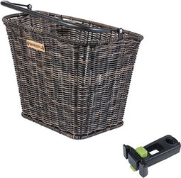Basil Bremen Rattan Look KF - Fietsmand voorop - Inclusief bevestigingssysteem - Bruin