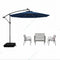 5-delige Tuinset met 3 m Zweefparasol en LED Verlichting - Blauw/Grijs