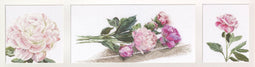 Thea Gouverneur - Borduurpakket met telpatroon - 433 - Voorgesorteerde DMC Garens - Pioenrozen - Linnen - 82 cm x 20 cm - DIY Kit