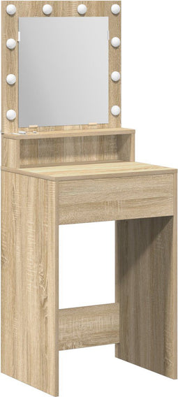 vidaXL - Make-uptafel - met - LED-verlichting - in - Sonoma - Eik, - 50x41x135 - cm