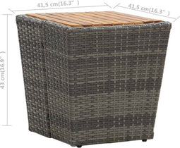 vidaXL - Theetafel - 41,5x41,5x43 - cm - poly - rattan - massief - acaciahout - grijs