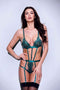 Baci Lingerie Teddy Body -S/M- Sexy Strappy Lace Teddy With Garters Groen