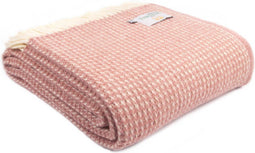 Tweedmill - Wollen plaid - Wafelpatroon - Roze