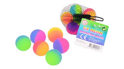 6 2-kleurige neon stuiterballen 24453