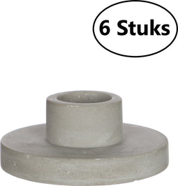 6 Kaarsenhouders Grijs - h.3 Ø7 cm - Kaarsen tot Ø2.2 cm